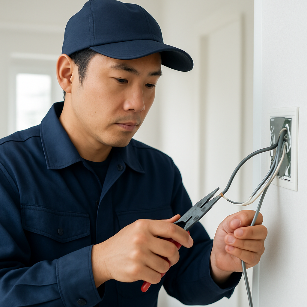 現場で作業する電気工事スタッフ